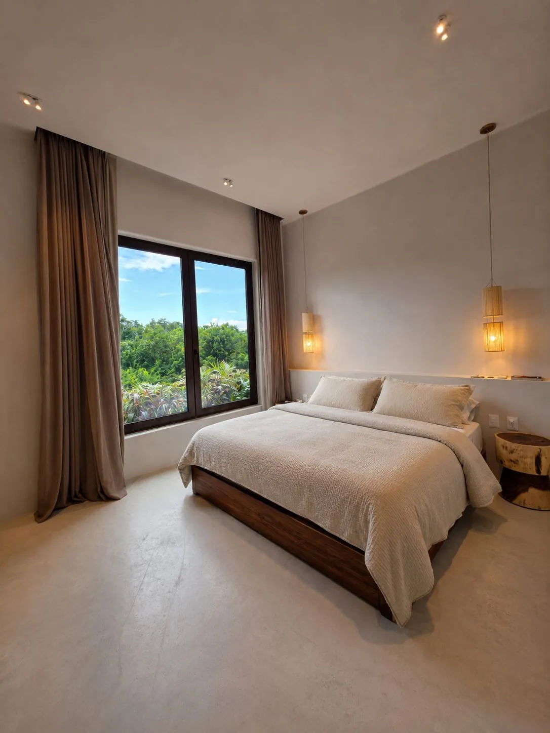 Recámara principal con vista a la selva, casa pasiva Riviera Maya